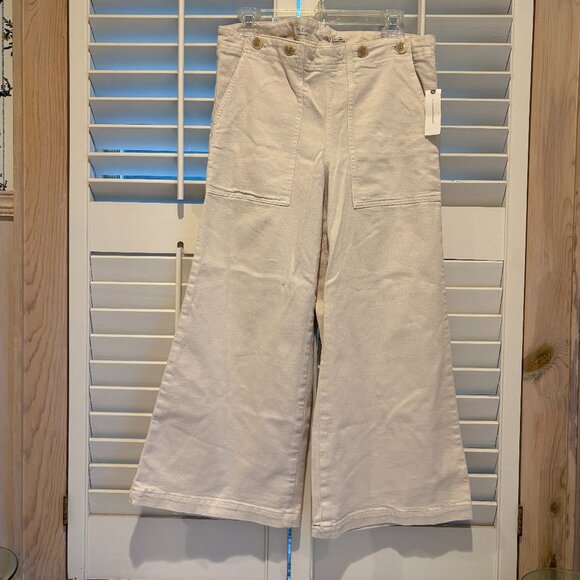 Anthropologie Wide-Leg Ivory Pilcro Trousers - Picture 2 of 5